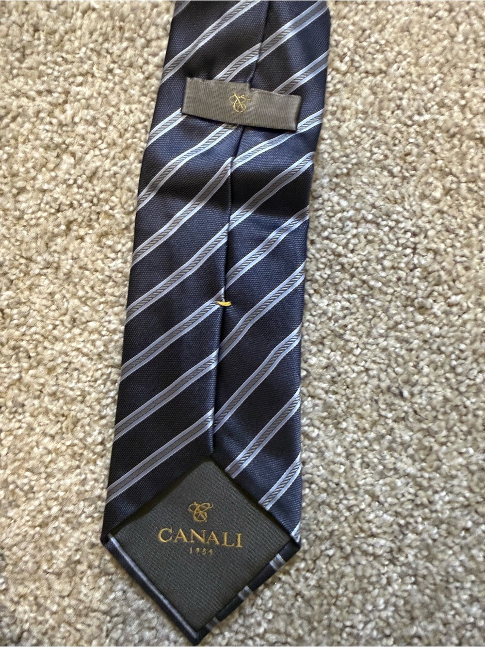 Canali Mens Silk Tie Blue‎ with Stripes